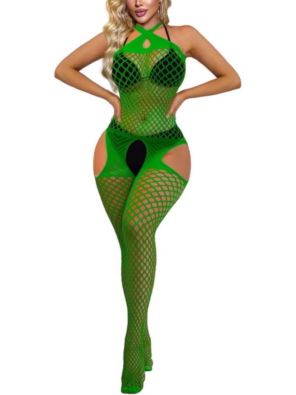 Women's Body Stocking Dark Green Bodysuit Attached Bodysuit Stockings Lingerie